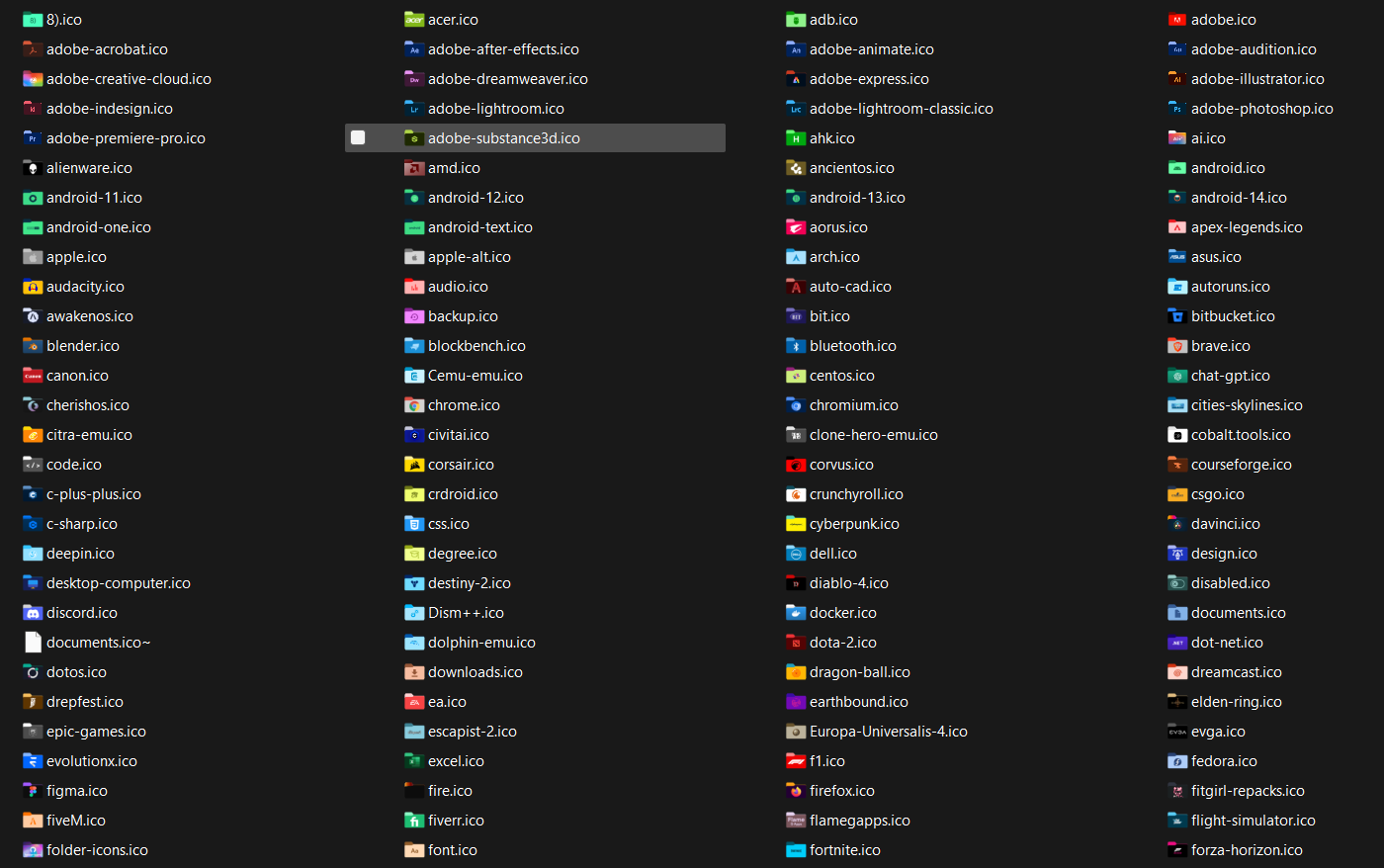 Folder icon library preview