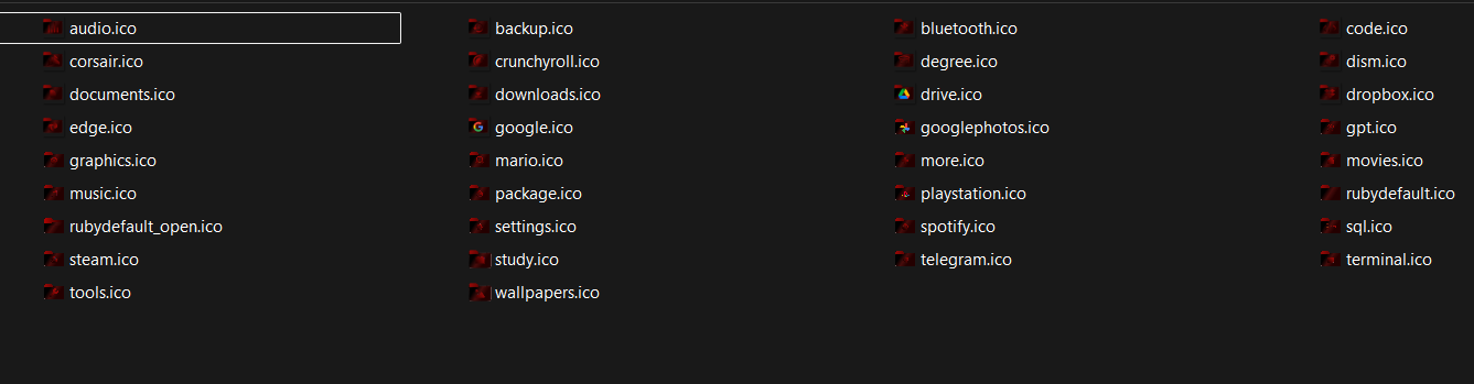 Ruby themed icon set preview